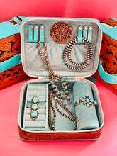 Load image into Gallery viewer, “Baby Blue” Tooled Leather Jewelry Case
