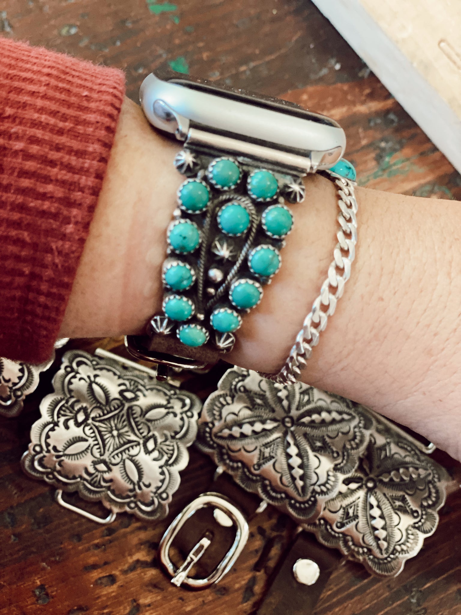 Sterling silver and online turquoise apple watch band